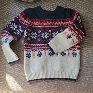 Men's Navy and Cream Fair Isle Sweater